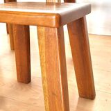 3 nesting tables in Brutalist style from the 70s in light oak.