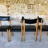 Set of 4 Scandinavian style dining chairs, circa 60