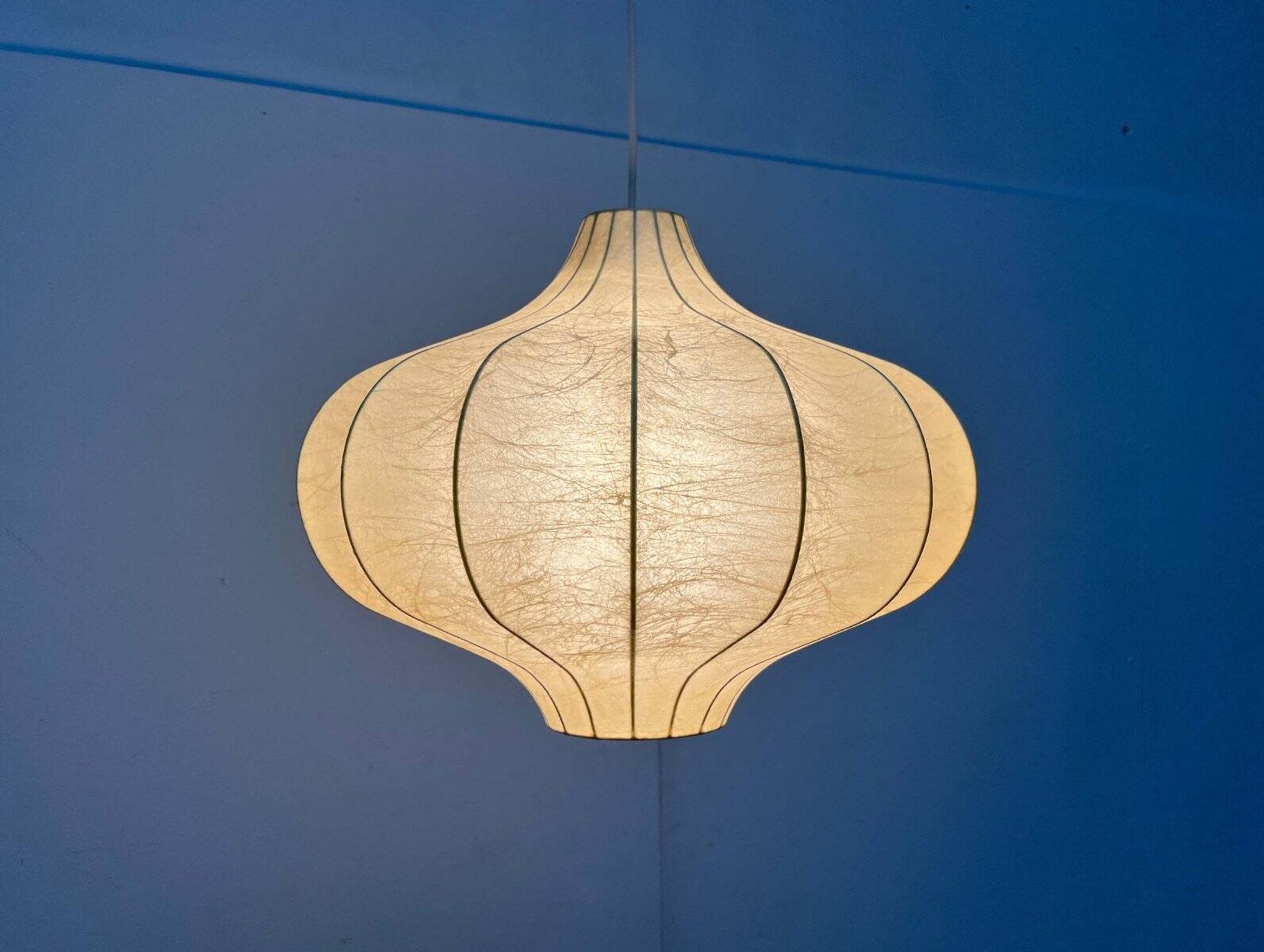 Modern mid-century Cocoon pendant lamp by Friedel Wauer for Goldkant Leuchten, Germany, 1960s.