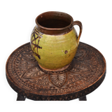 Early 20 th Century Glazed Rustic Terracotta Vase Romanian Traditional Oltenia