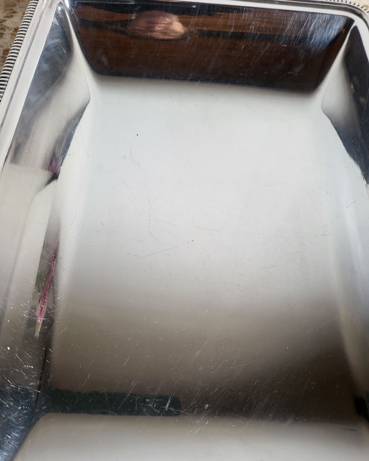 Rectangular metal silver-plated tray