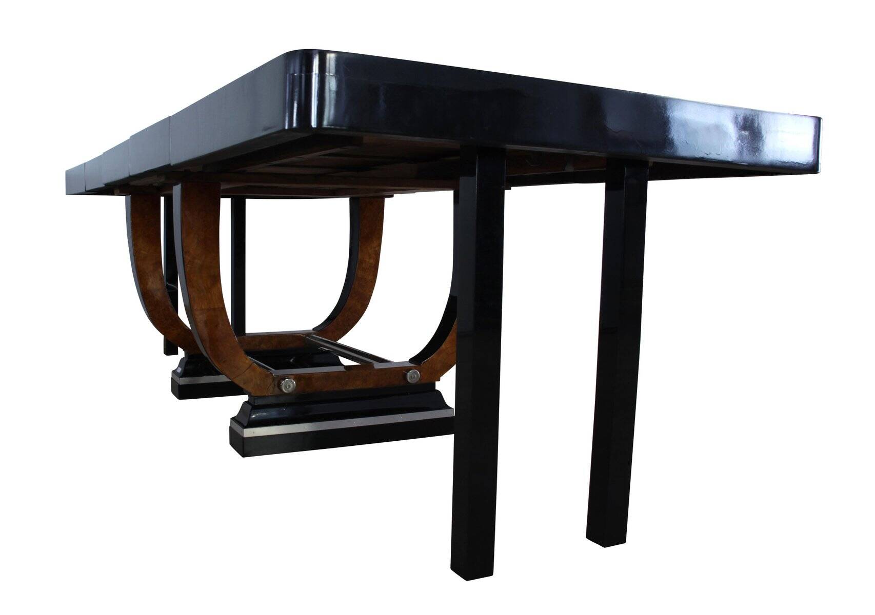 Expandable Art Deco Dining Table, Thuja Roots, Lacquered, France, circa 1930