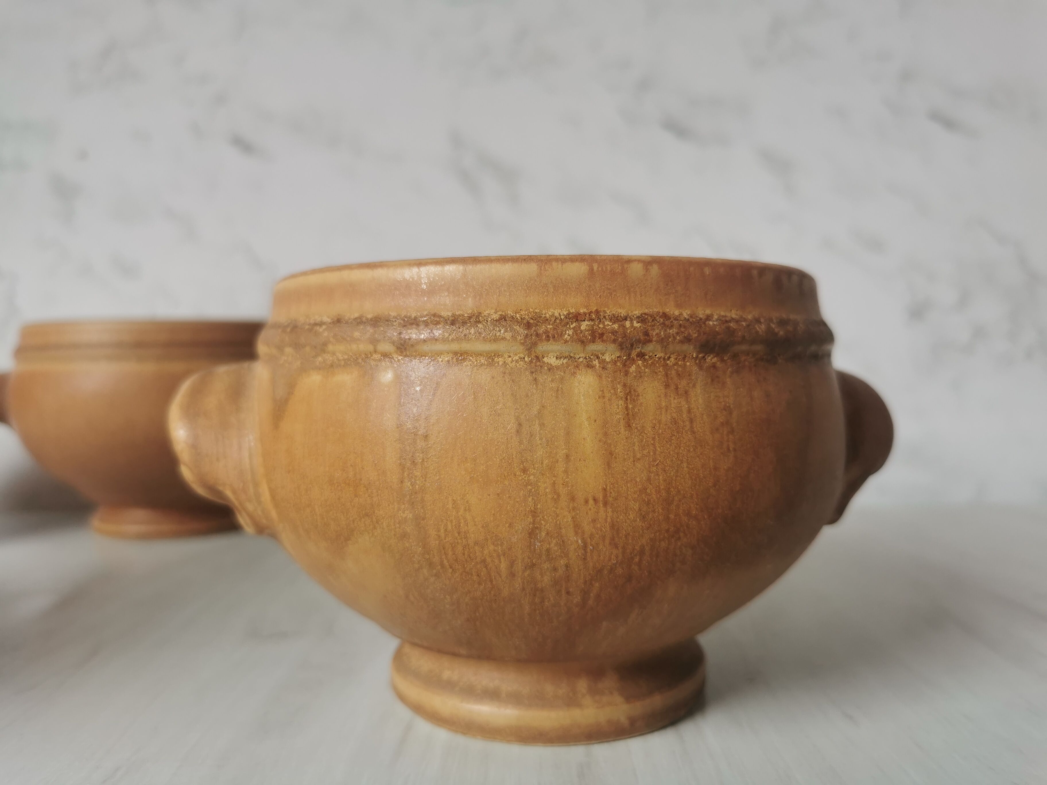 Vintage eared sandstone bowls