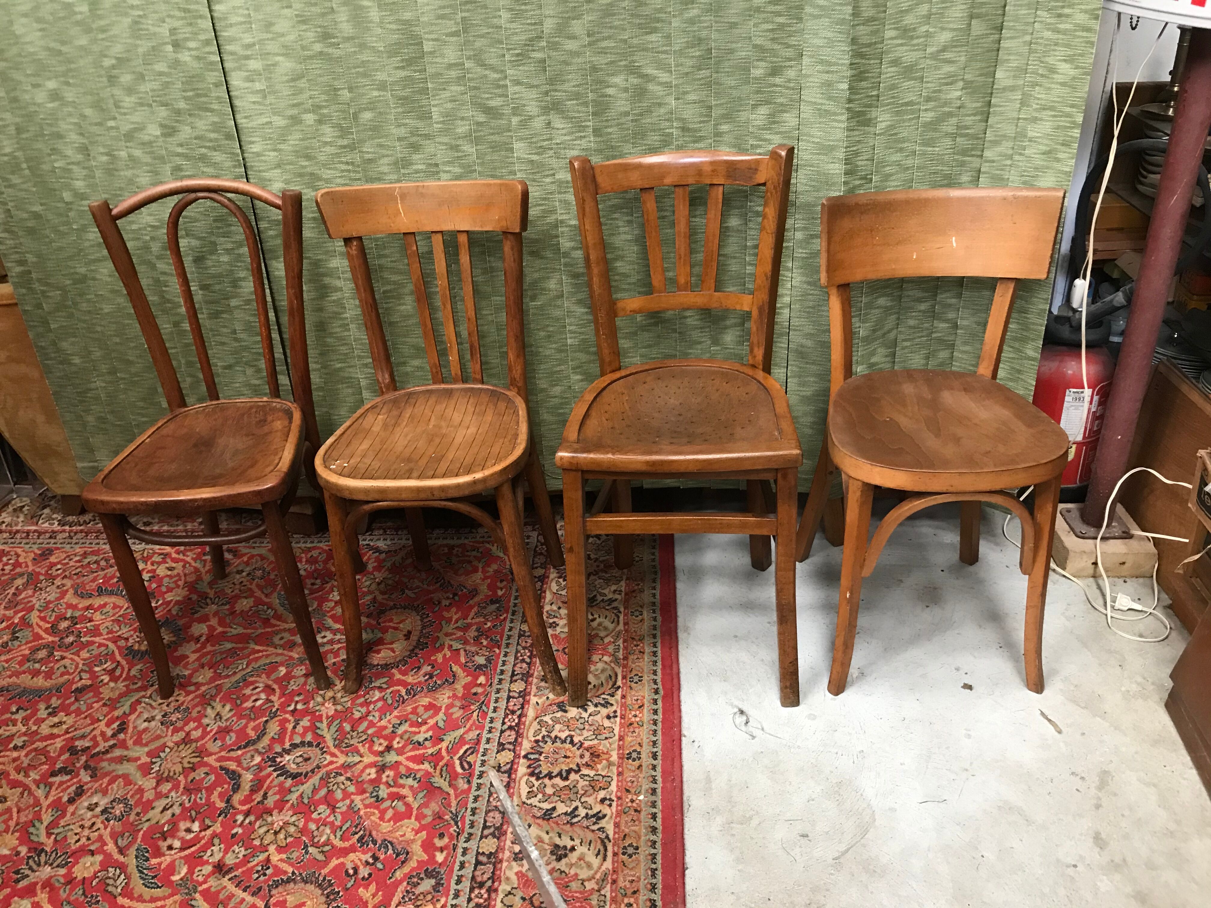 Set of 4 vintage bistro chairs 50s