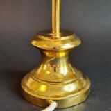 Table lamp in gilded bronze with leaf and cut crystal