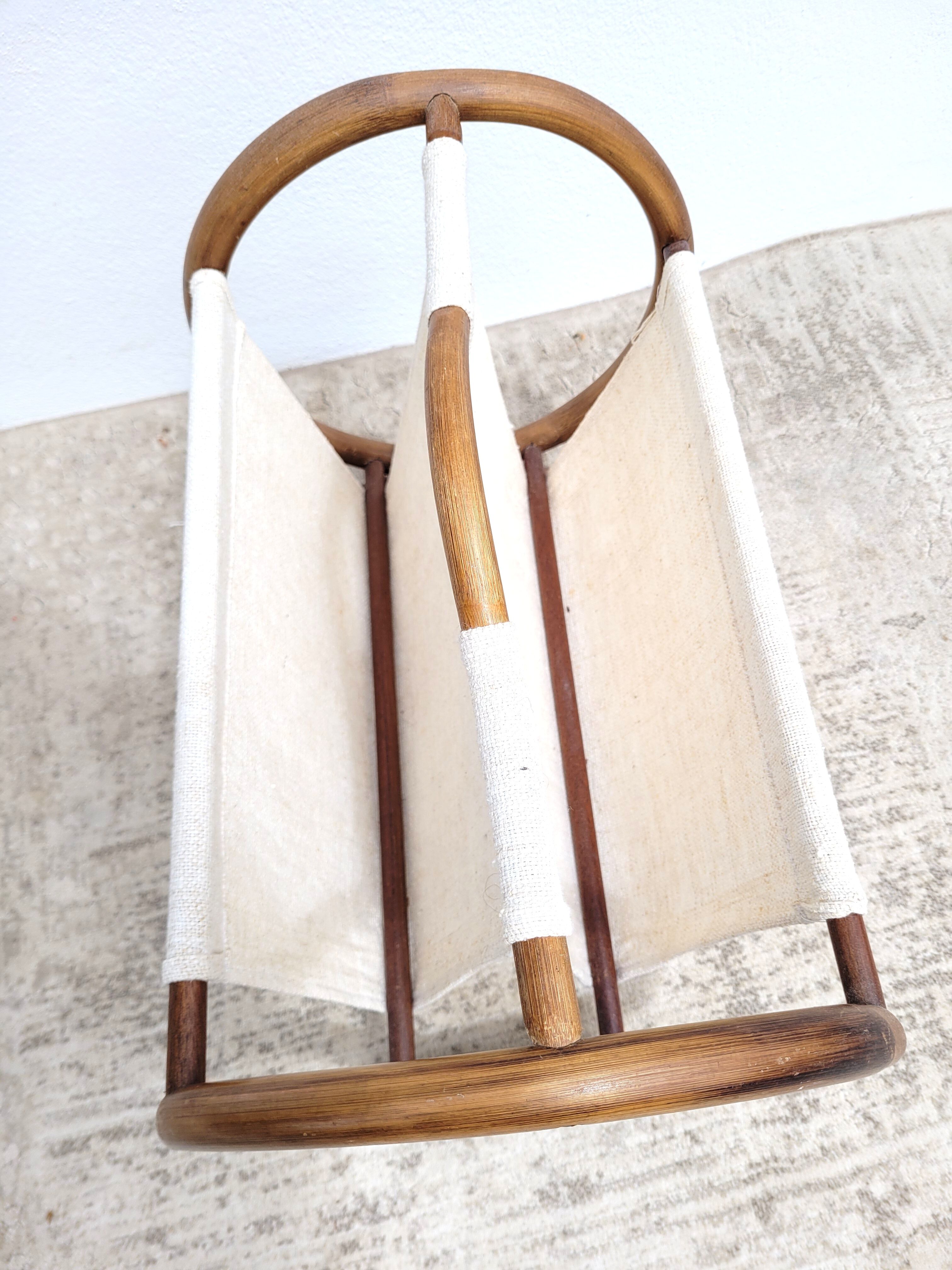 Door magazines rattan & ecru canvas