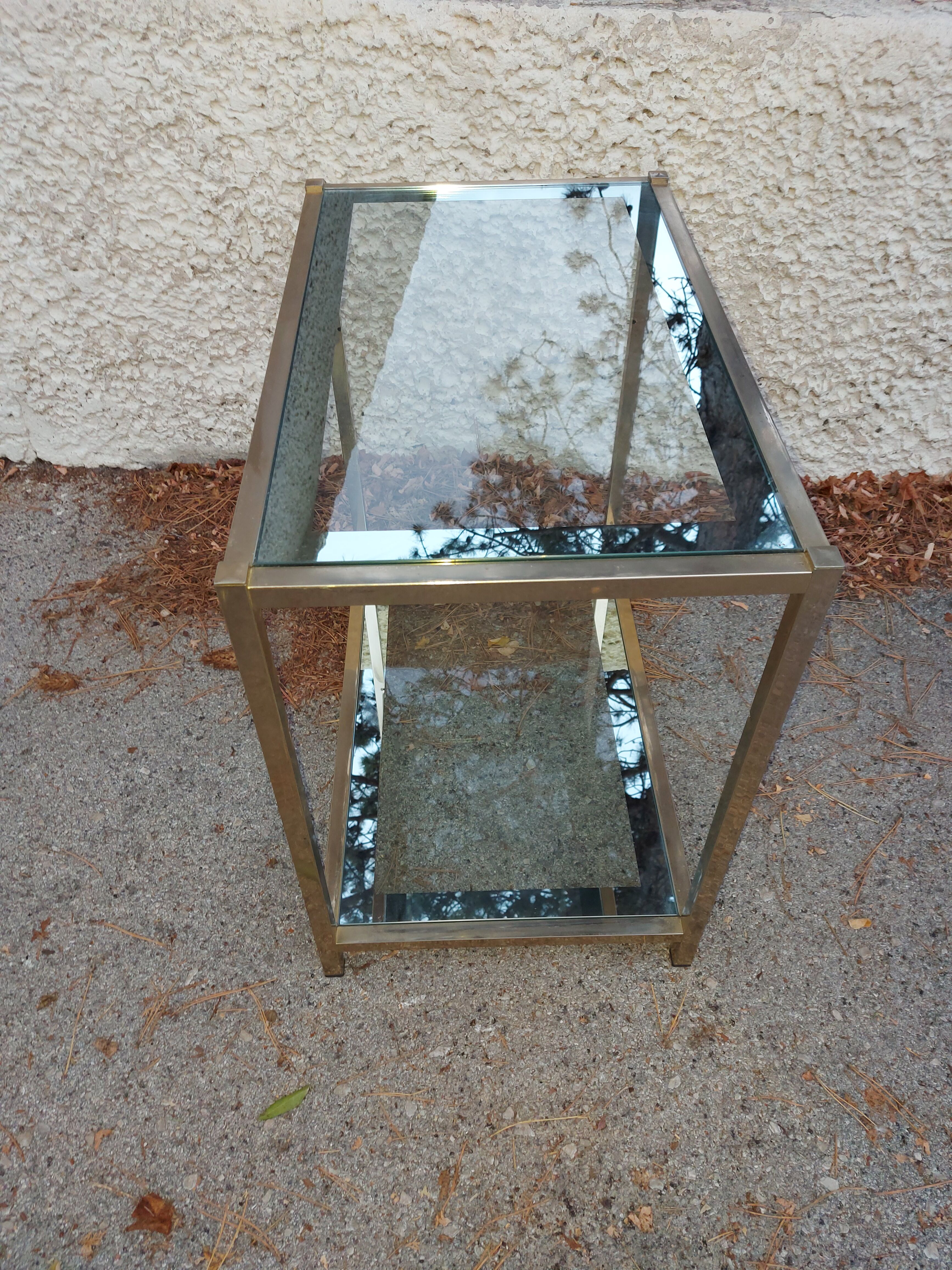 Vintage brass and glass table