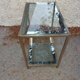 Table vintage en laiton et verre