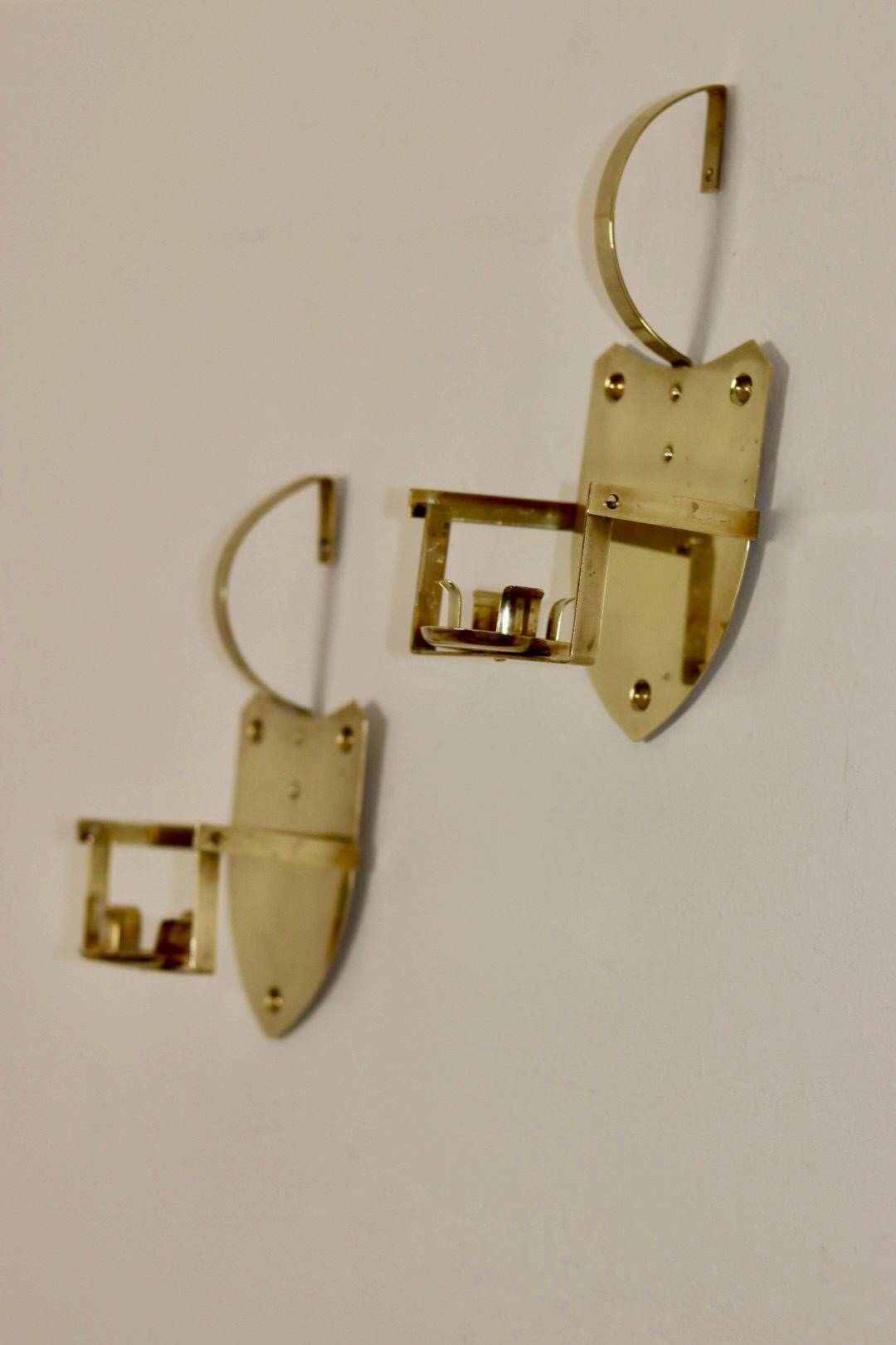 Pair of Swedish brass wall lights from the 1950s.