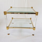 Coffee table in Lucite and Golden steel