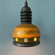 Brown ceramic pendant light Mid-Century, West Germany
