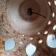 Large foot of openwork ceramic lamp ep 1960