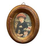 Gilded wood frame painting on silk