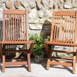 Pair of folding teak chairs