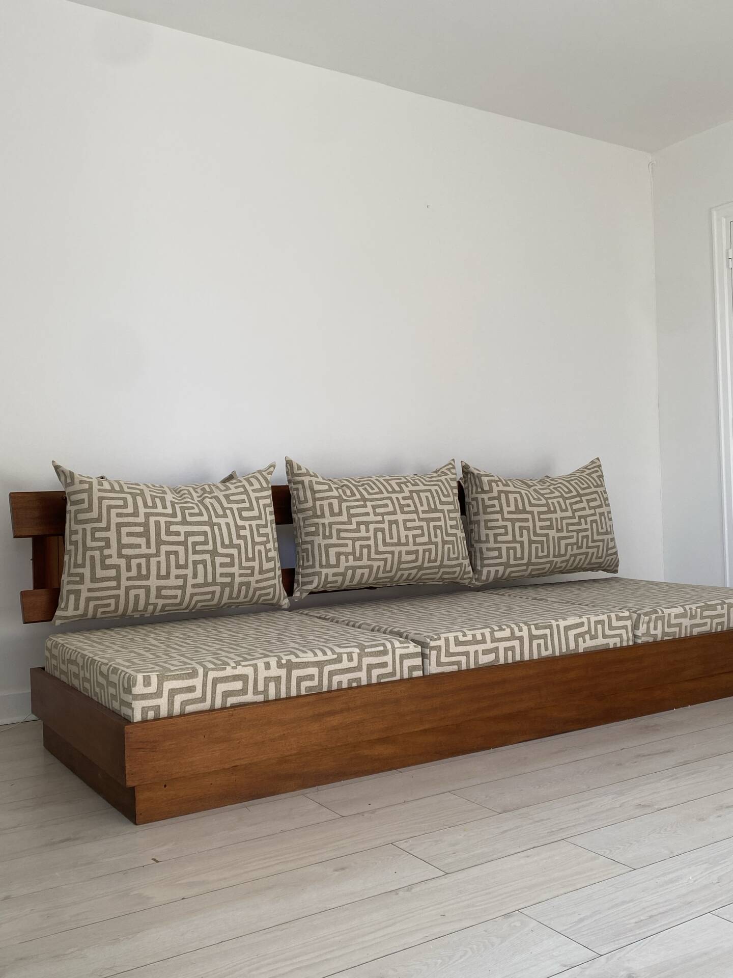 1970s wooden wall bench