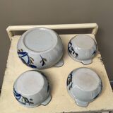 Set of 3 bowls + 1 large vintage ceramic pot