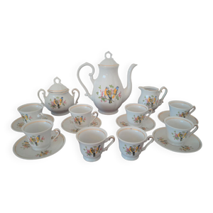 Tasses porcelaine mésanges - bleues