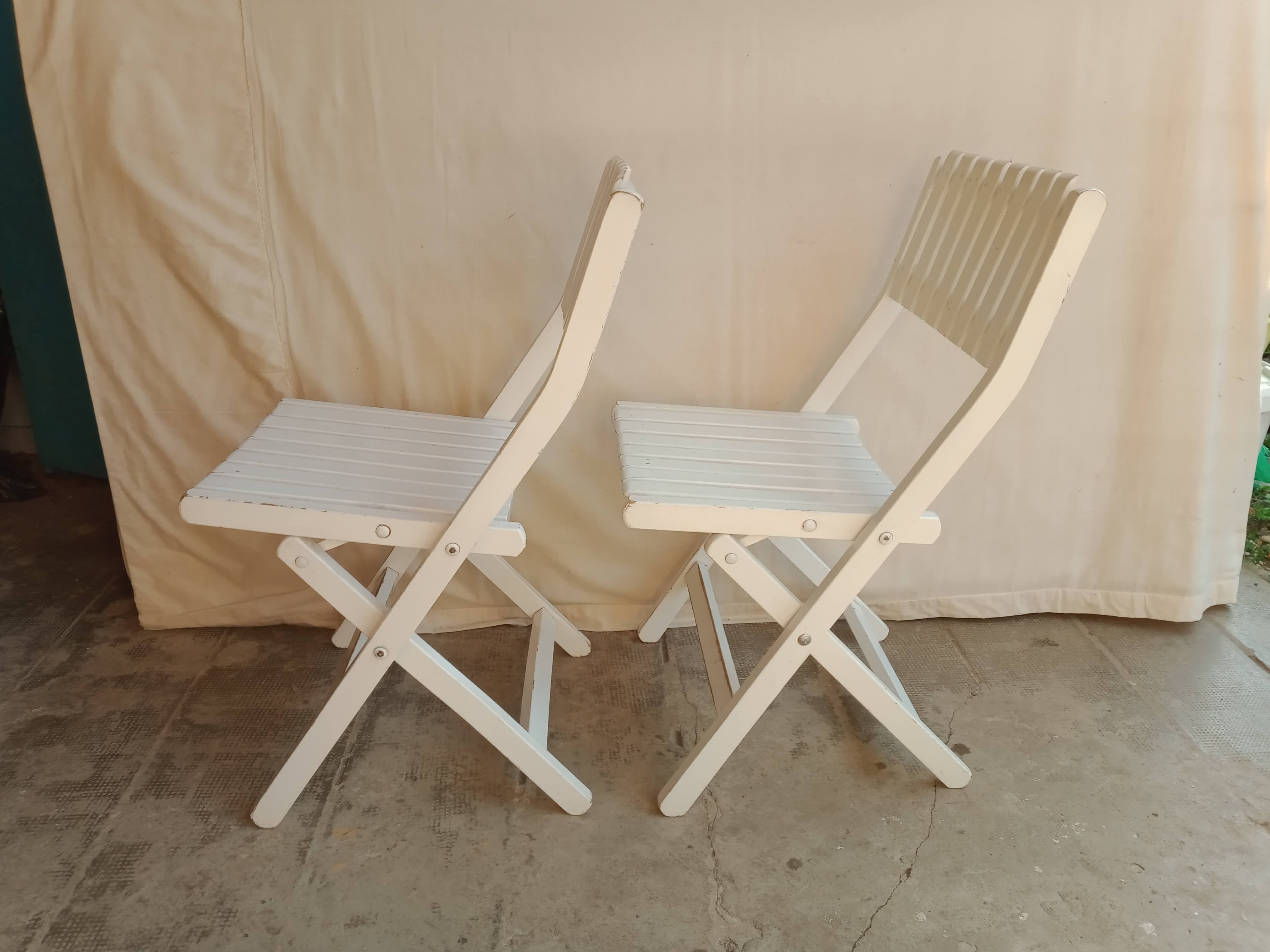 Vintage garden furniture R Gleizes in white painted wood