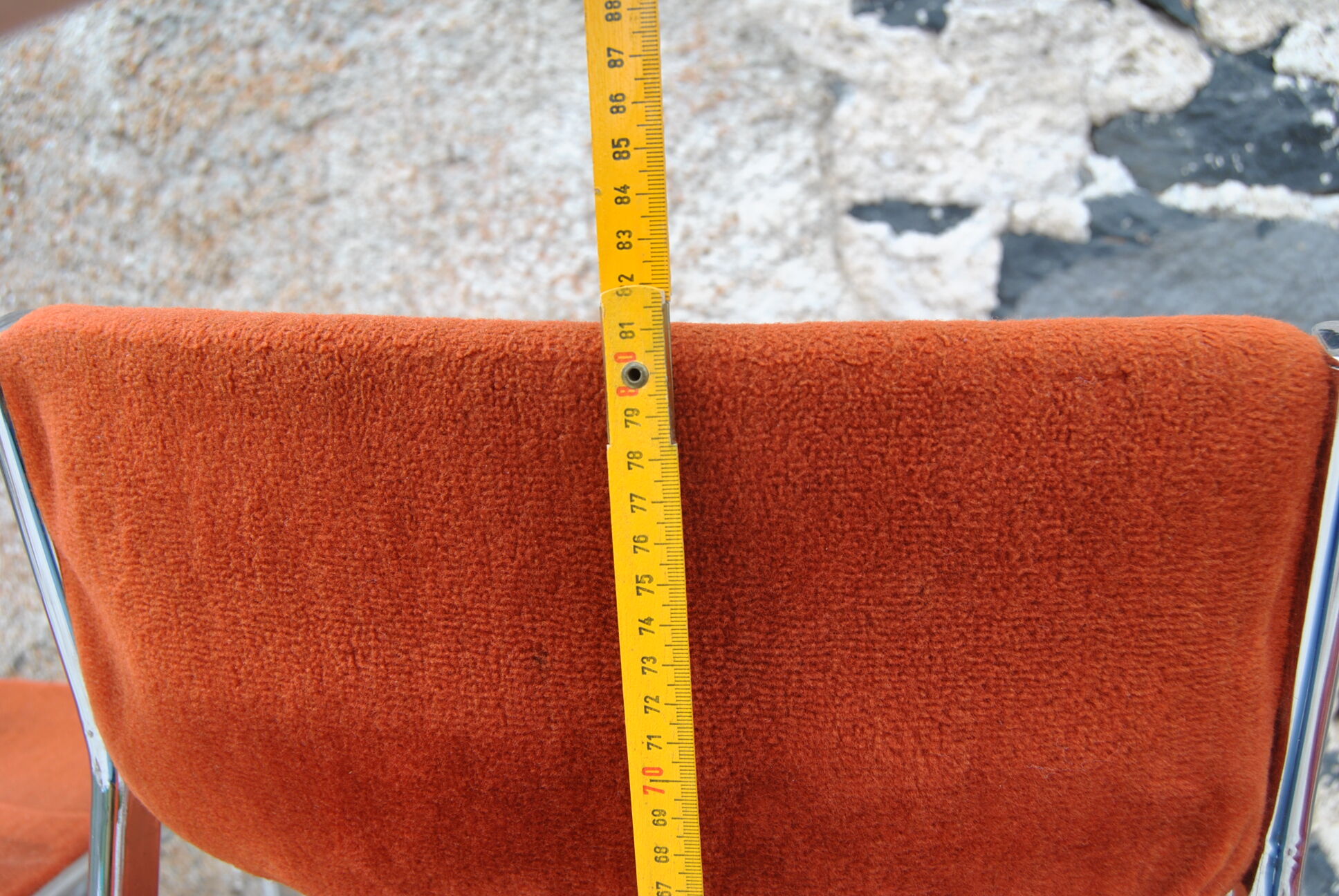 Pair of orange velvet chairs Roche Bobois 70s