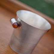 Art Deco ice bucket, silver metal ice bucket Bakelite handles