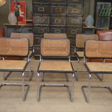 Set of 6 model b32 cesca marcel breuer chairs, italy 1970s