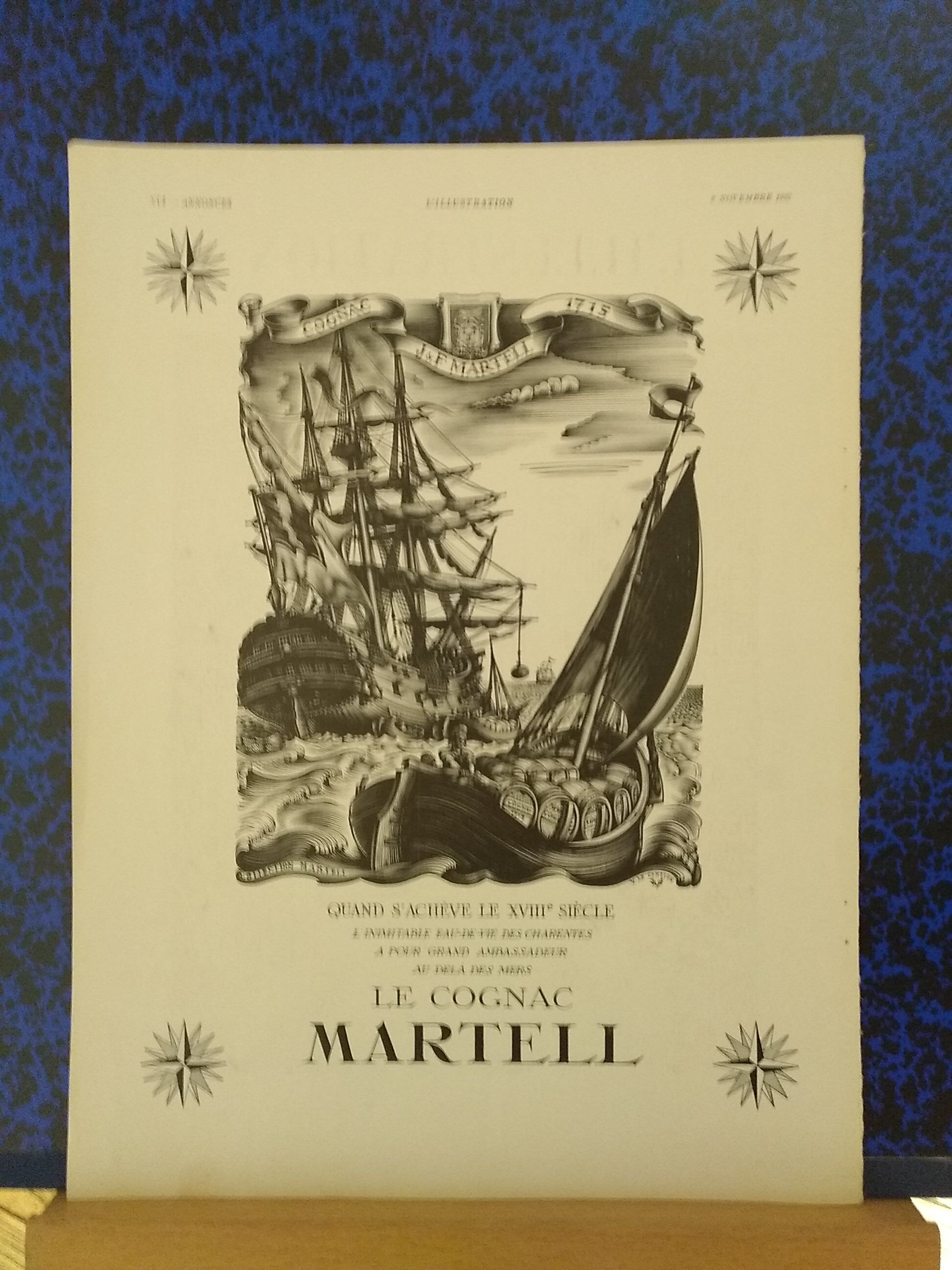An advertisement Cognac Martell sailboat privateer boat issue review 1937