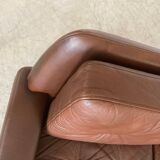Vintage Danish retro Svend Skipper 3 person sofa in chestnut brown leather