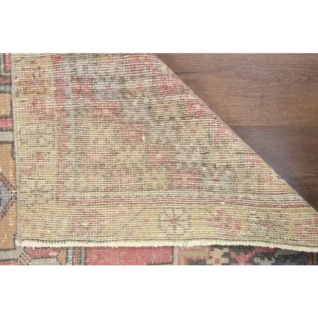 Vintage Turkish Oushak handmade wool cotton pink area rug 106x167