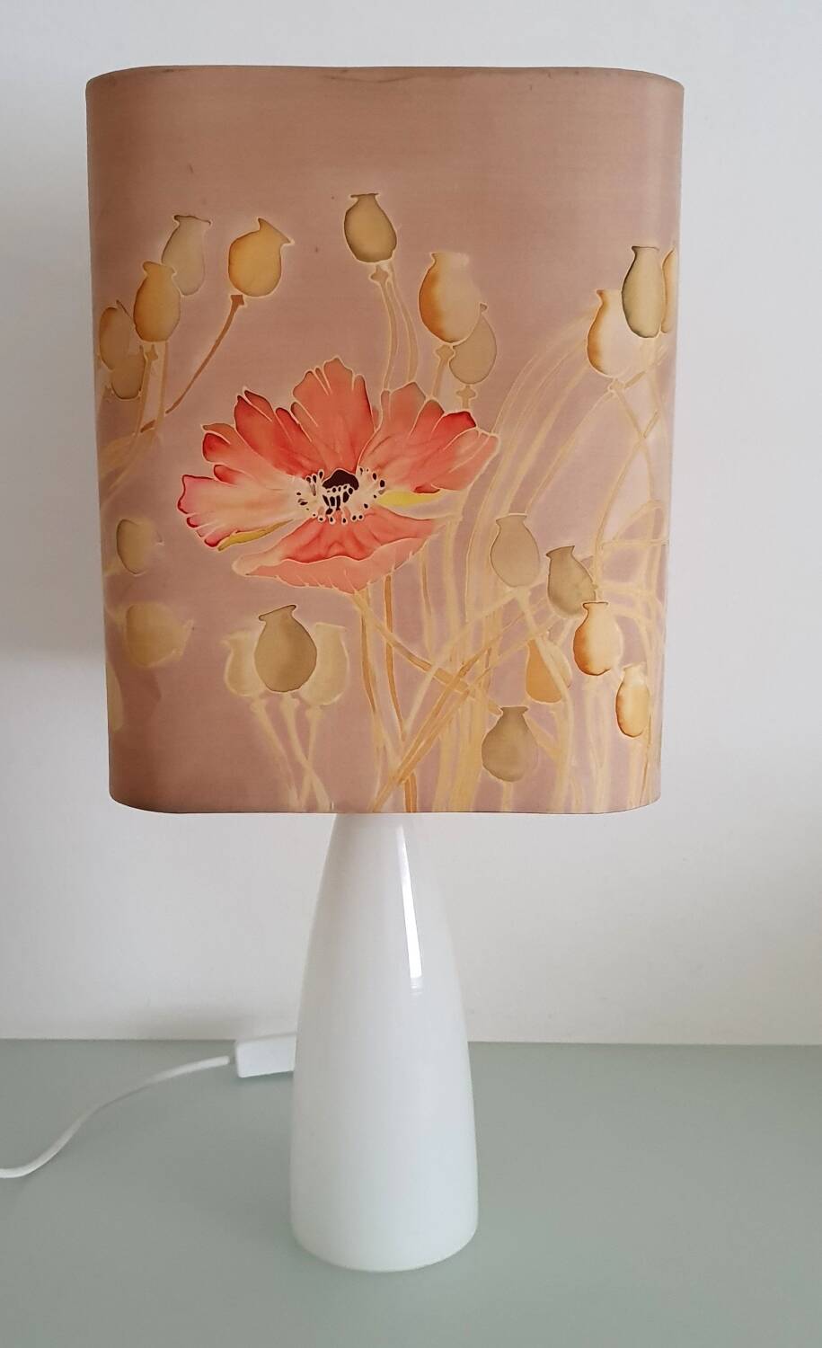 Vintage silk lampshade with floral pattern