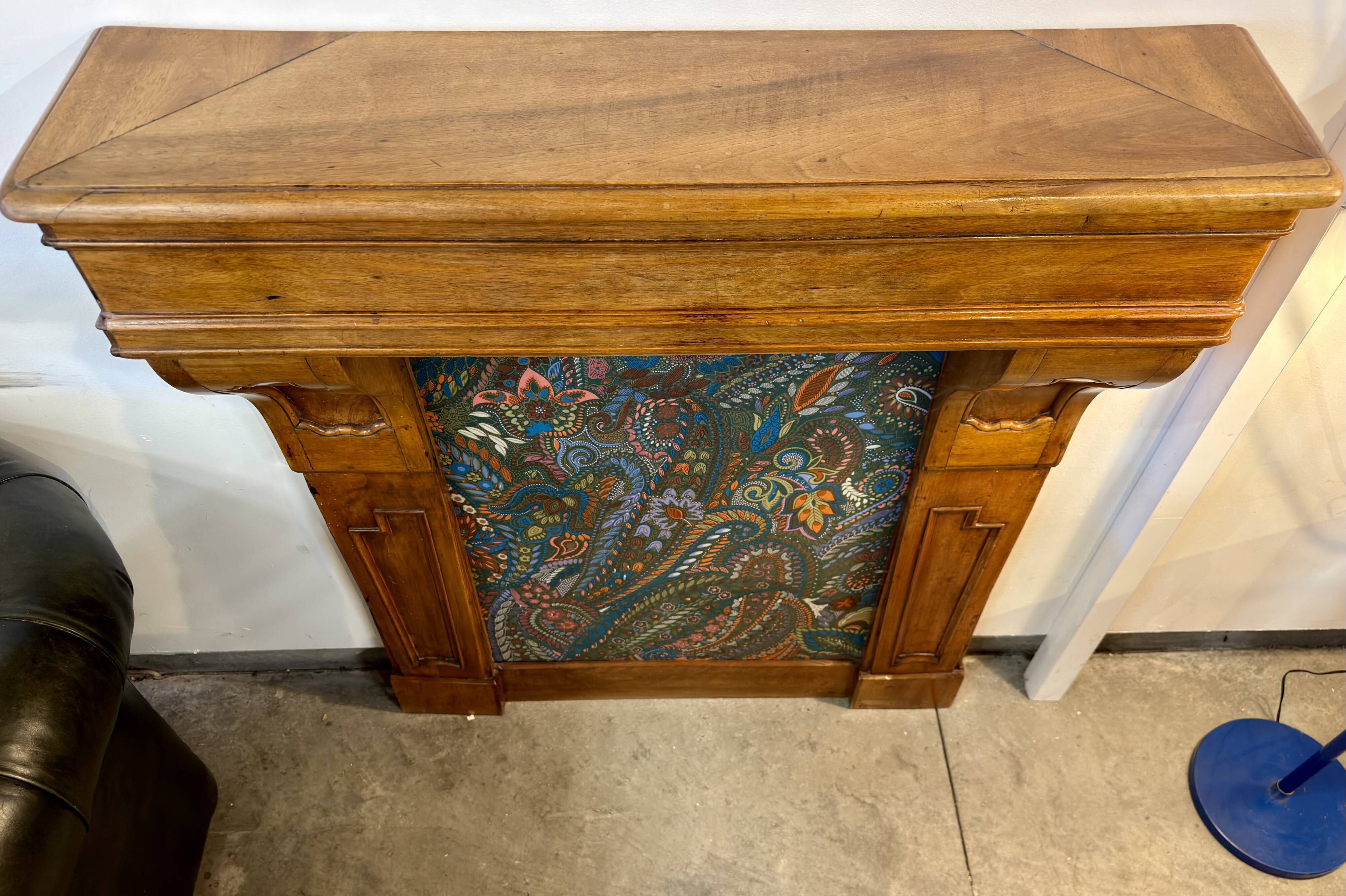 Antique Walnut Carved Wood Fireplace – Decorative Fireplace Mantel