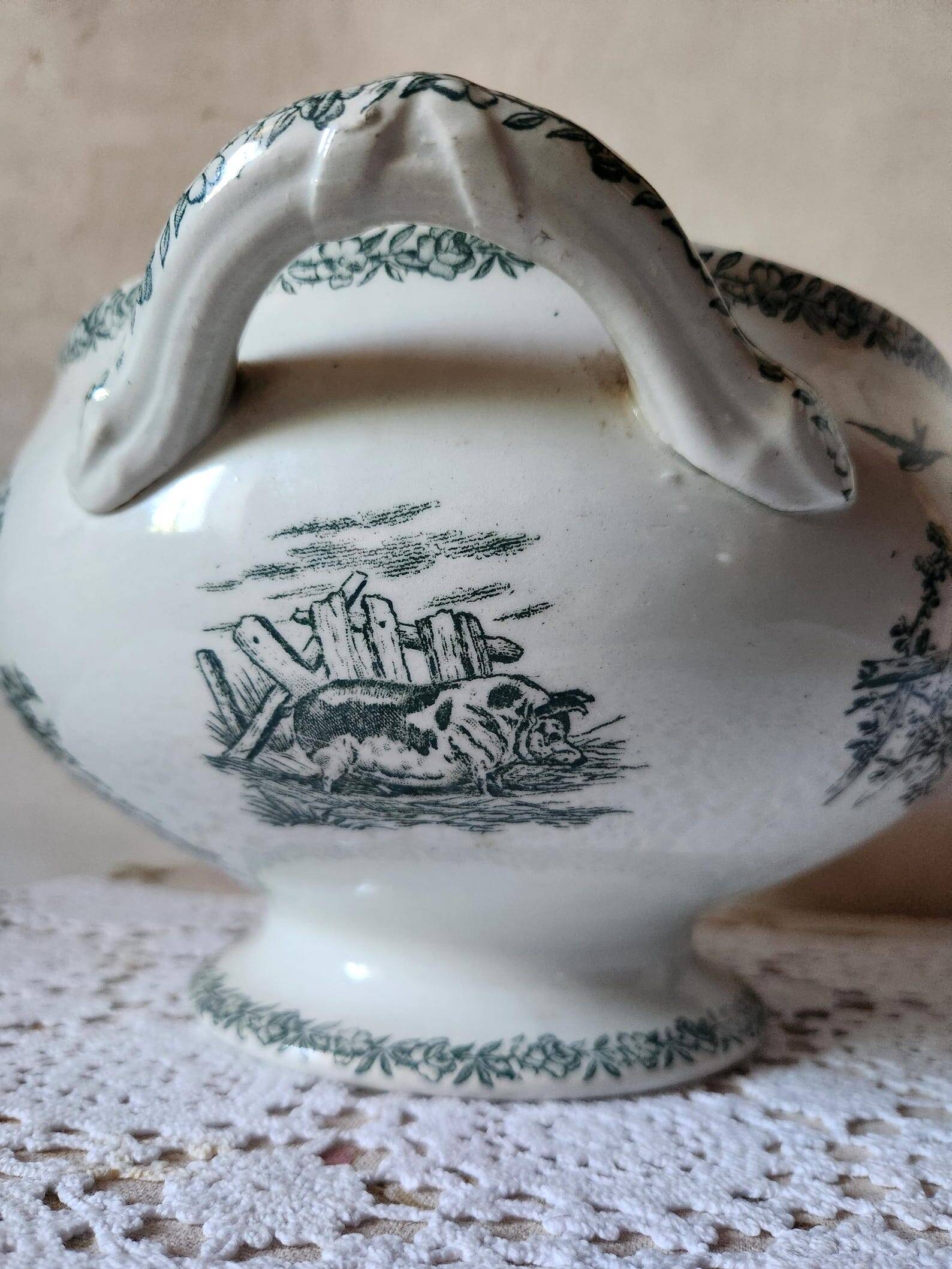 French 19th Century FF Pexonne Tureen 'Campagne' Animal Transferware