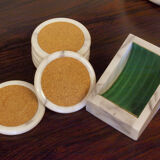Set of coasters in Carrara marble