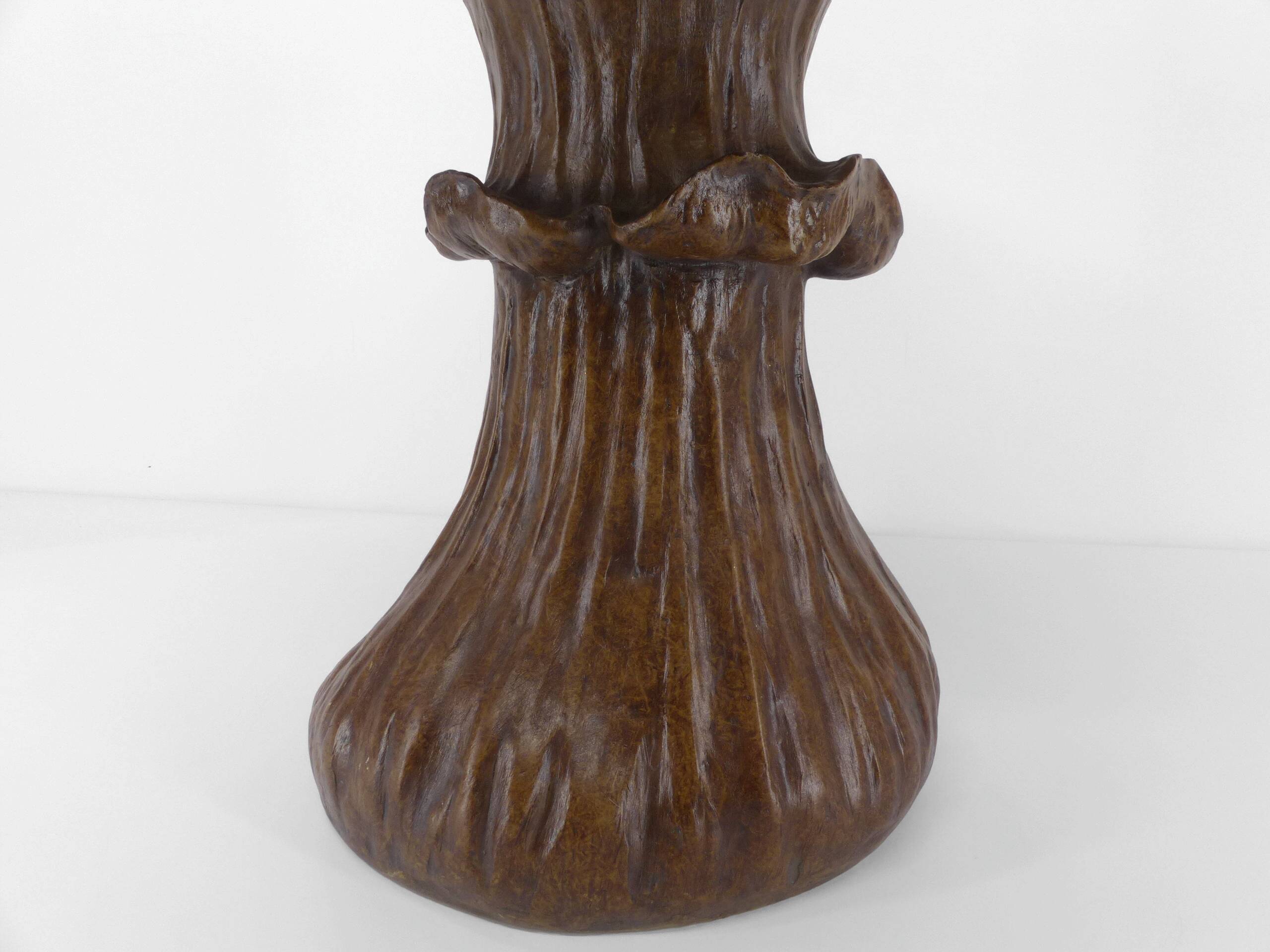 Vintage mushroom table in epoxy resin imitation wood