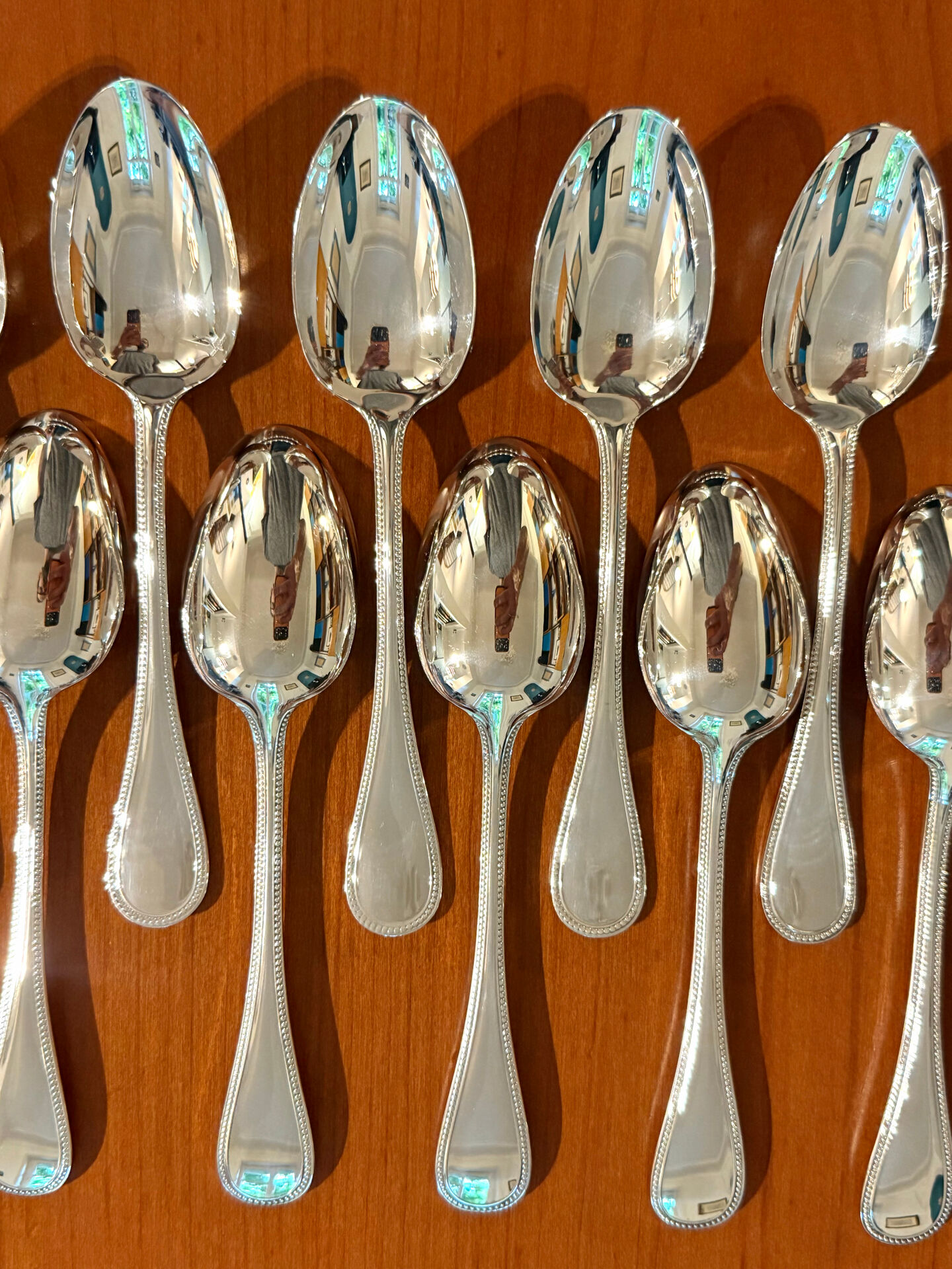 Christofle pearls, dessert cutlery 12 forks 12 spoons 17cm