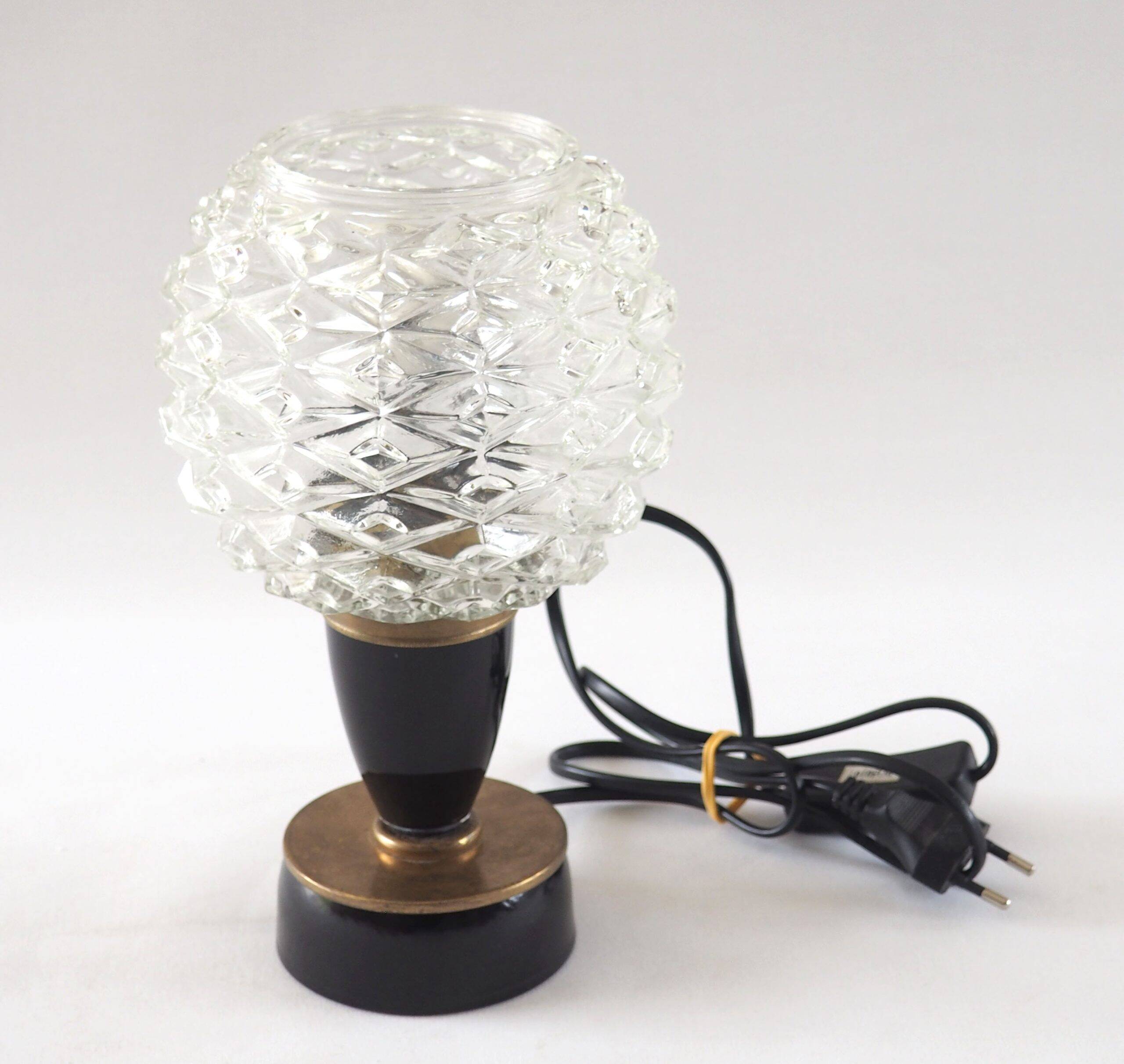 Lampe boule ananas et verre noir