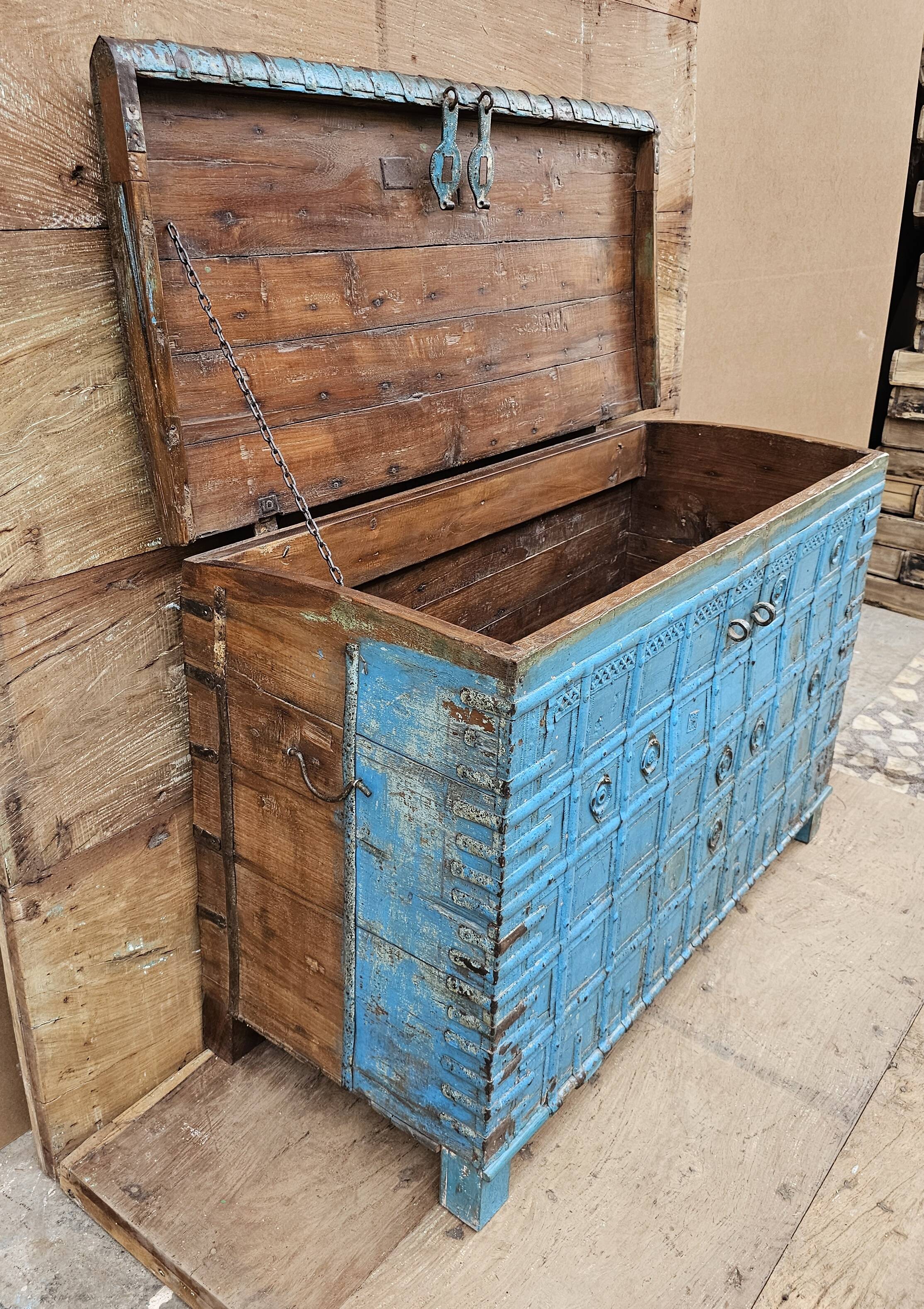 Antique Burmese teak dowry chest