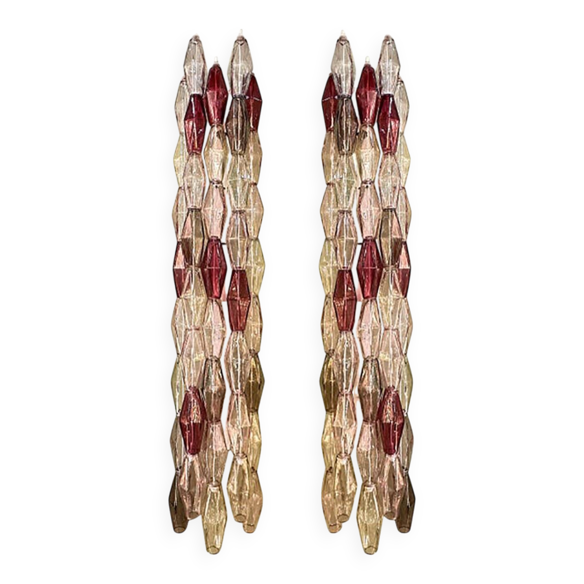 Set of Two Contemporary Wall Sconces With Multicolored "Poliedri" Murano Gl
