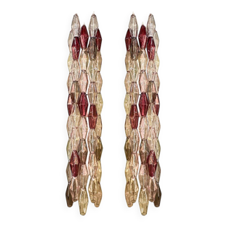 Set of Two Contemporary Wall Sconces With Multicolored "Poliedri" Murano Gl