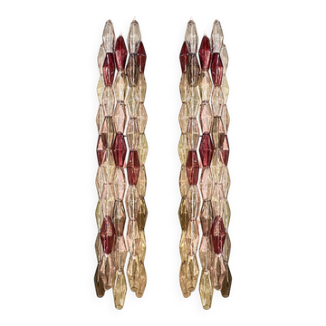 Set of Two Contemporary Wall Sconces With Multicolored "Poliedri" Murano Gl