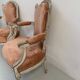 Pair of Louis XVI style armchairs in patinated beech, 19th century