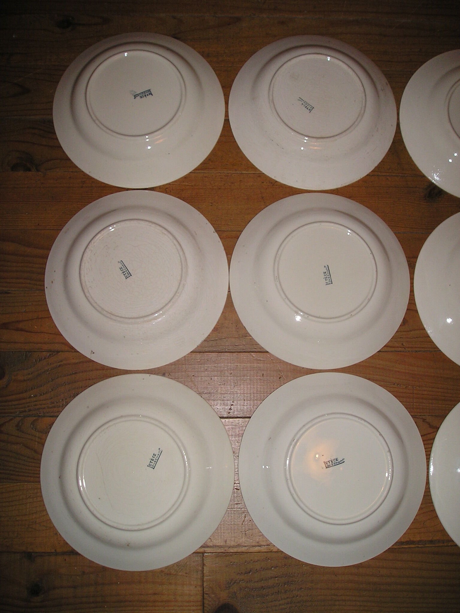 6 dinner plates, 6 plates service hollow earthenware Longchamp model Lutèce