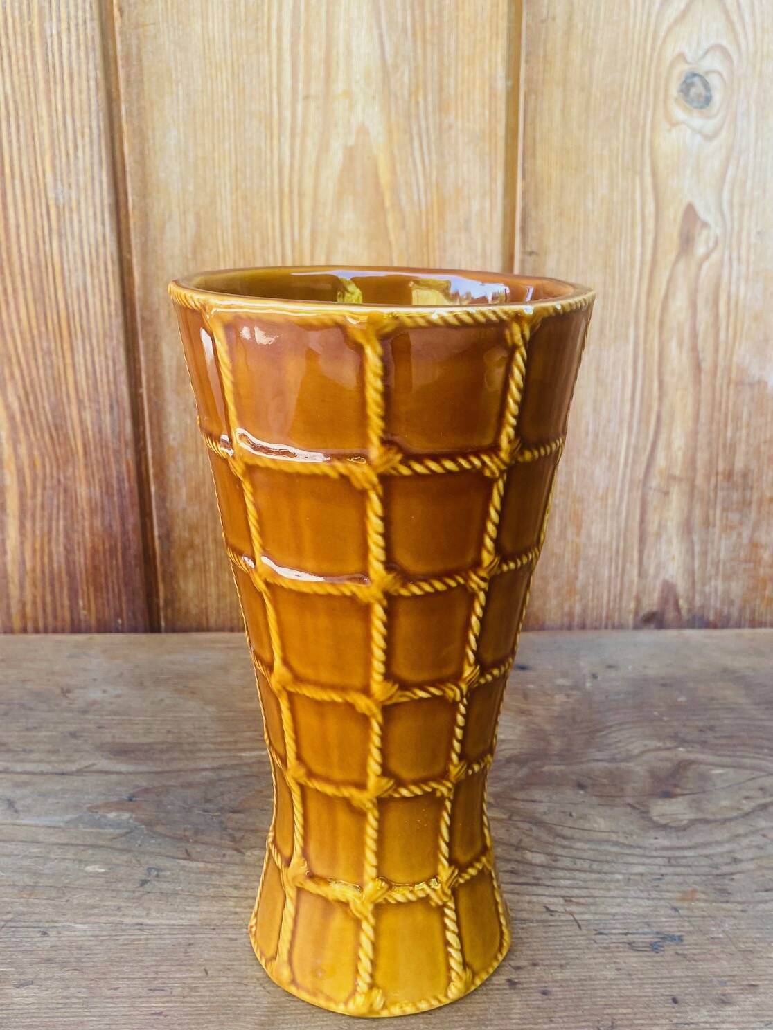 Enamelled barbotine vase St Clement