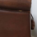 Brown Cowhide Leather Club Chair in English Style