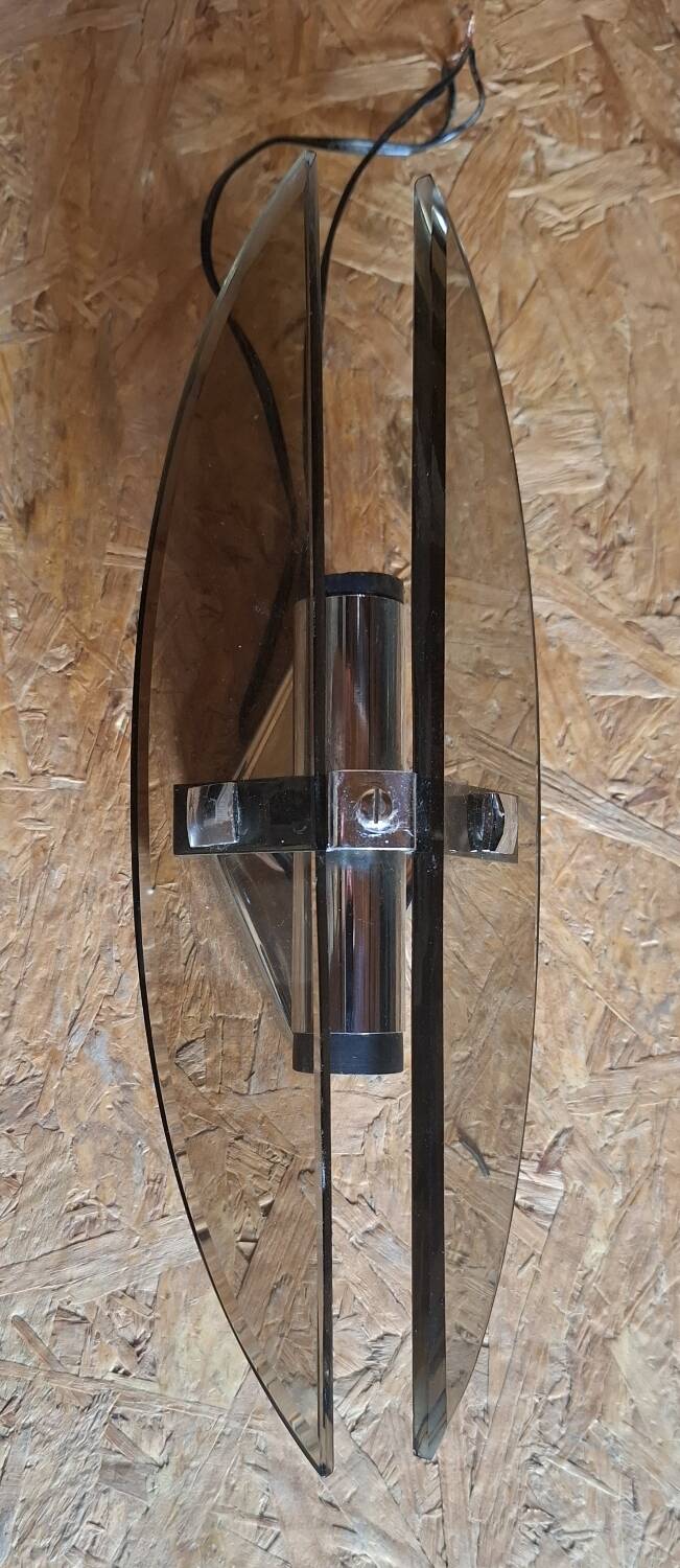 Smoked glass wall lights