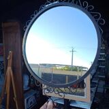 Vintage wrought iron round mirror