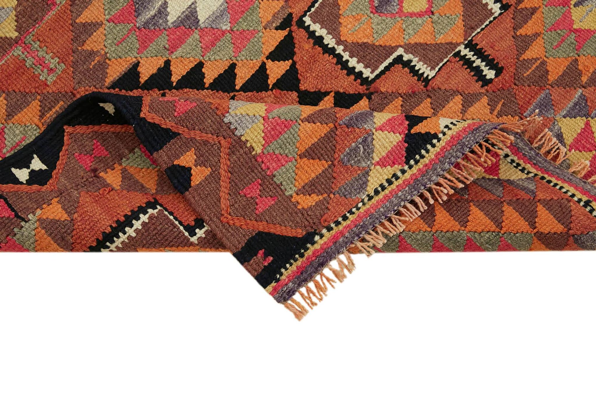 Turkish Handwoven Vintage Herki Kilim 86 cm x 303 cm