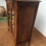 Parisian buffet in waxed wood, 2 glass doors, 2 drawers