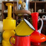 Pair of enamelled sheet metal mugs