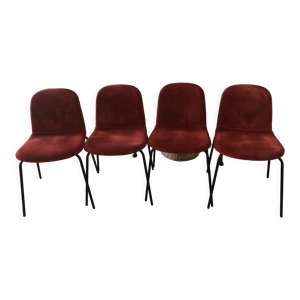Lot de 4 chaises Tibby - velours rouge