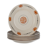 6 assiettes plates en faïence Longchamp modèle Lolette vers 1950 n°1